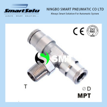 Mpt Nickle Plated Brass Tee Branch Quick Push in Pneumatic Fitting
